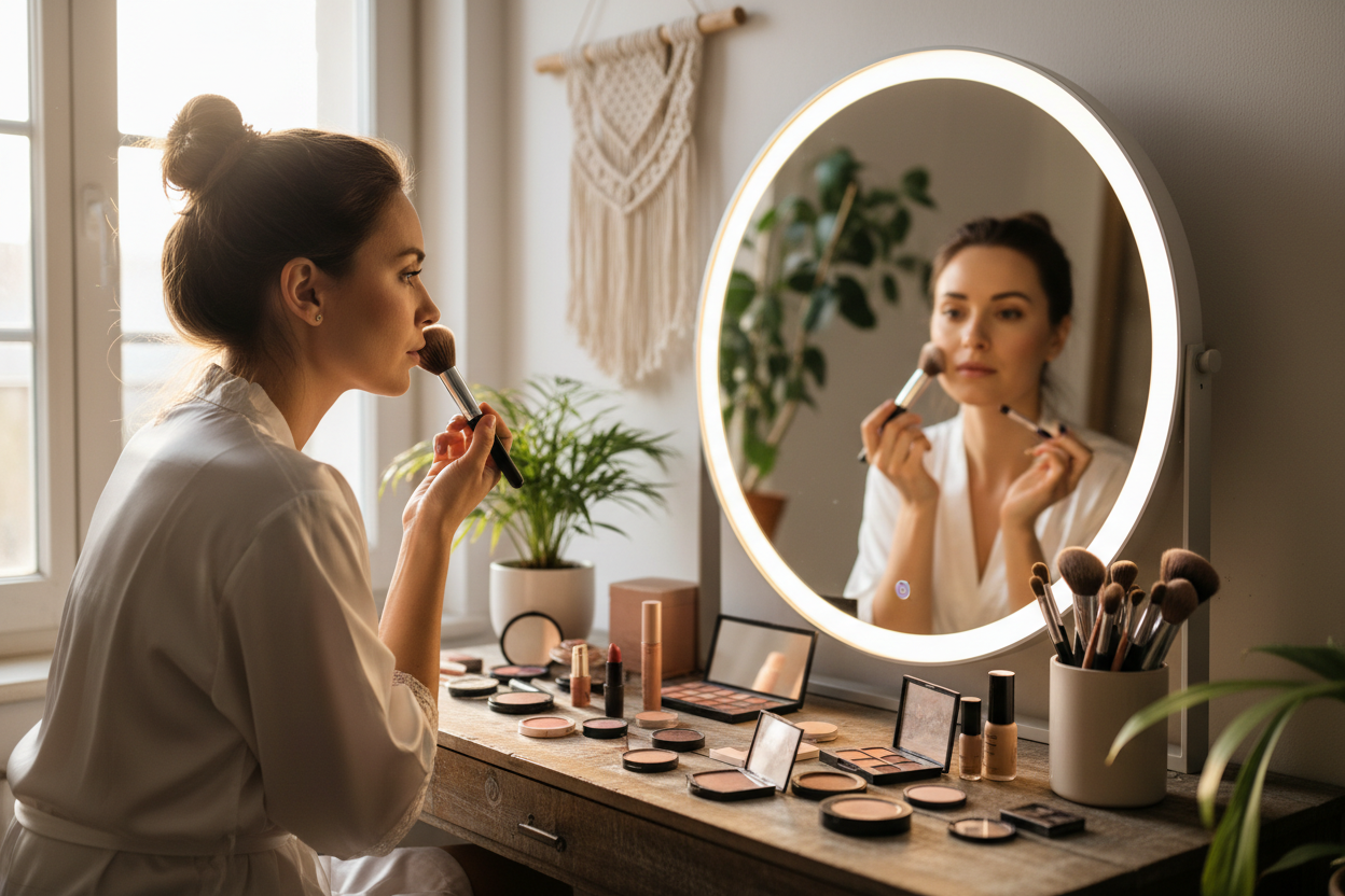 Women applying makeup